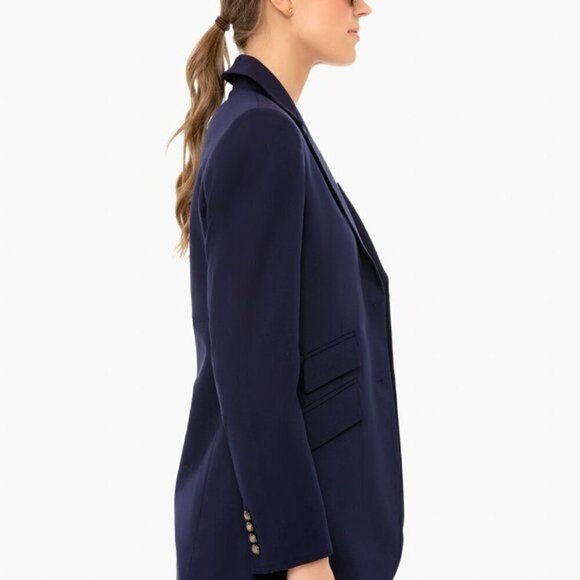 Tuckernuck Hawthorne Blazer Navy Blue Longline Single Breasted Two Button Small - Picture 4 of 15